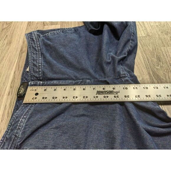Talbots Womens Size 12 Petite Buttoned Cuffs Pockets Denim Blue Jeans Capris - Picture 9 of 10